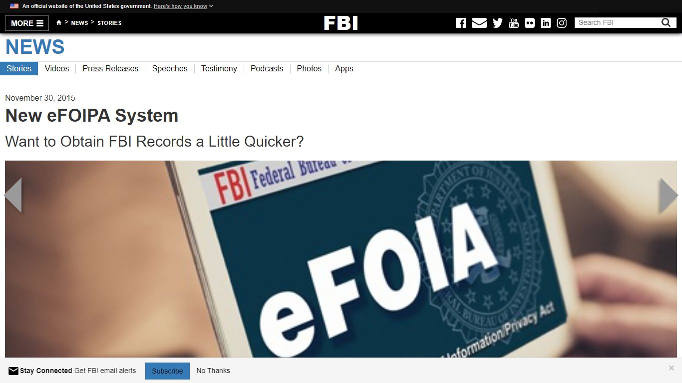 New eFOIPA System — FBI - Federal Bureau of Investigation