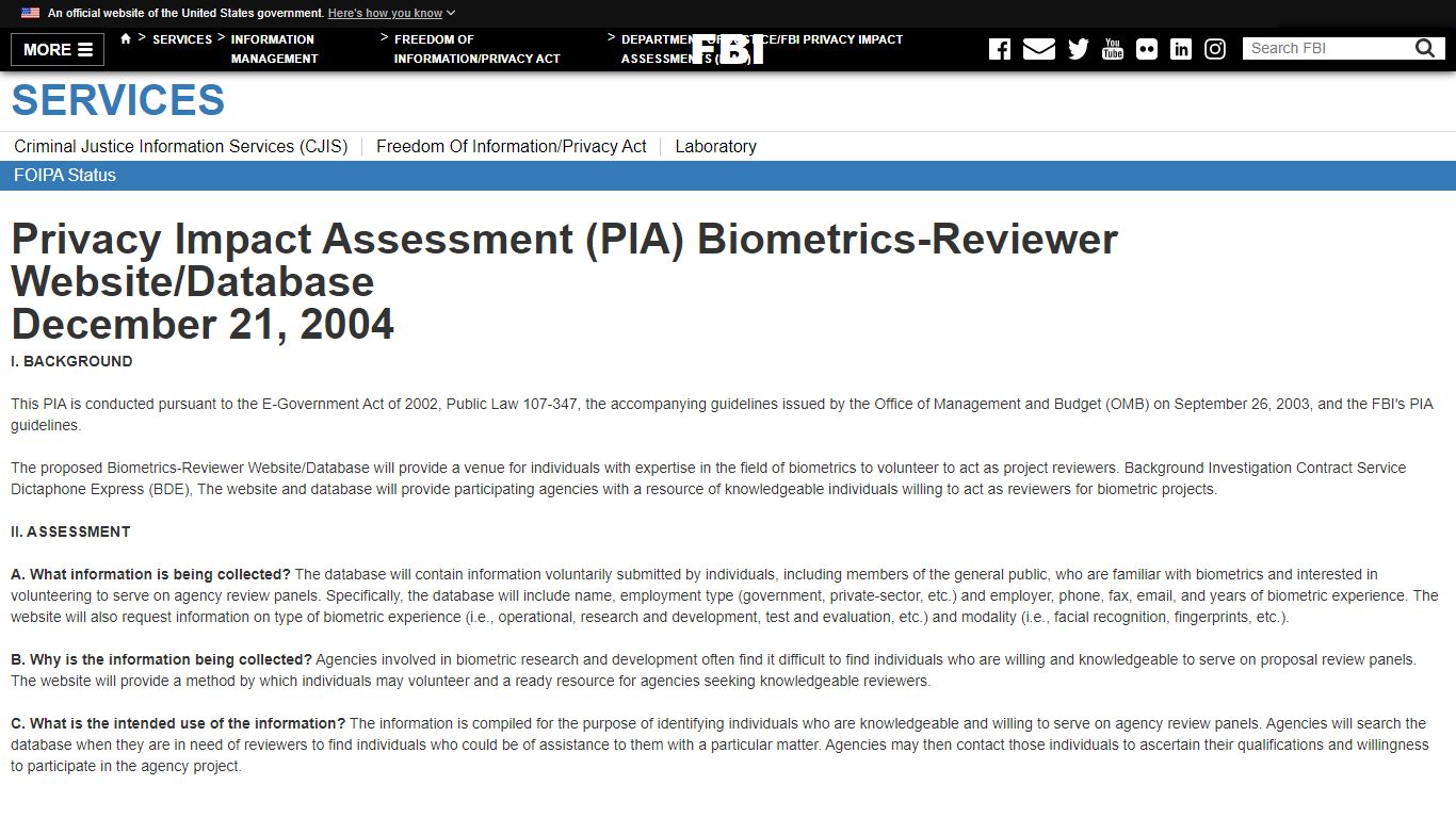 Biometrics — FBI - Federal Bureau of Investigation